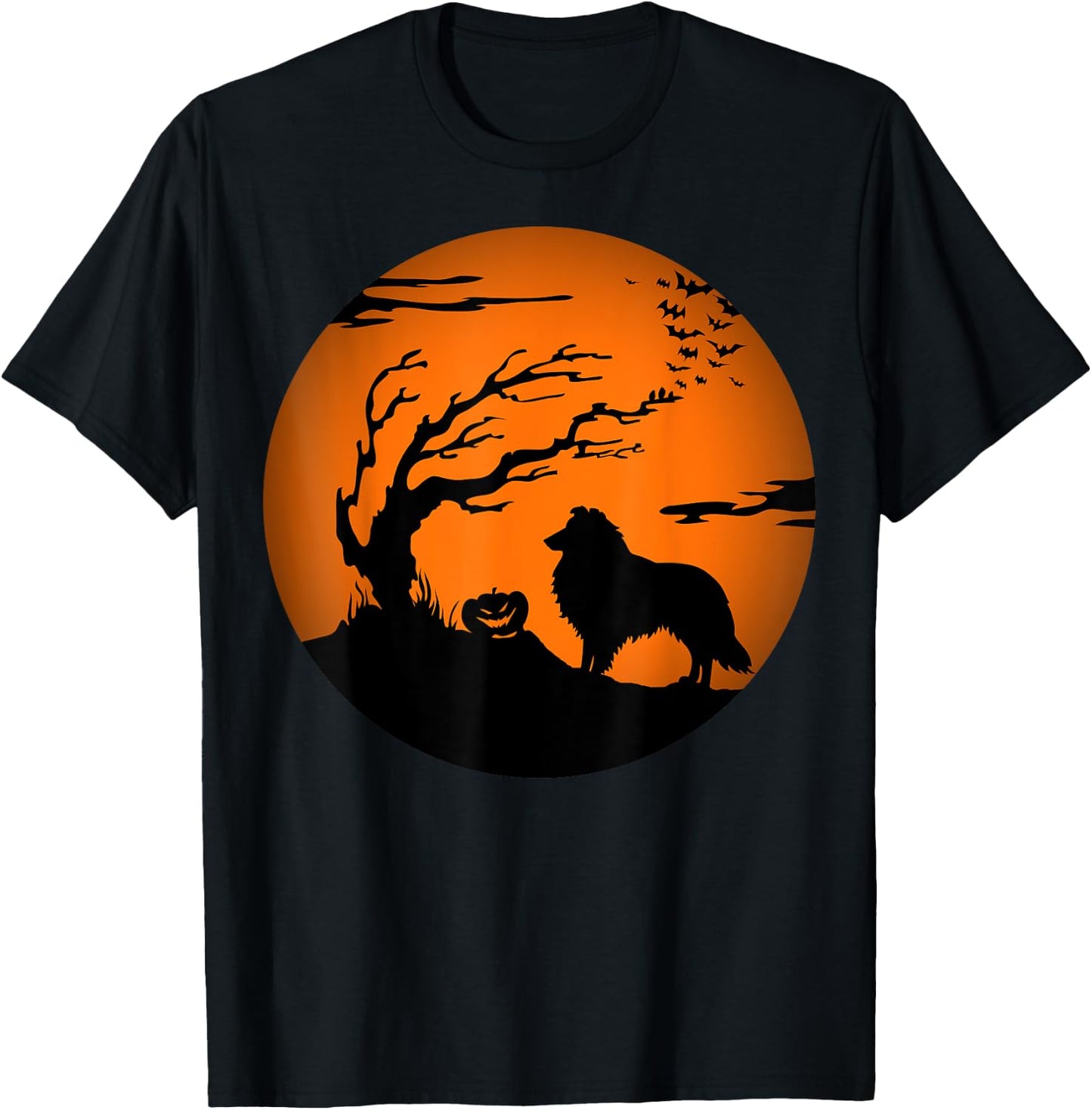 Rough Collie Halloween T-Shirt - T-Shirt | Black