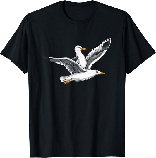 Seagull Riding Seagull Meme Seagull Lovers T-Shirt - T-Shirt | Black
