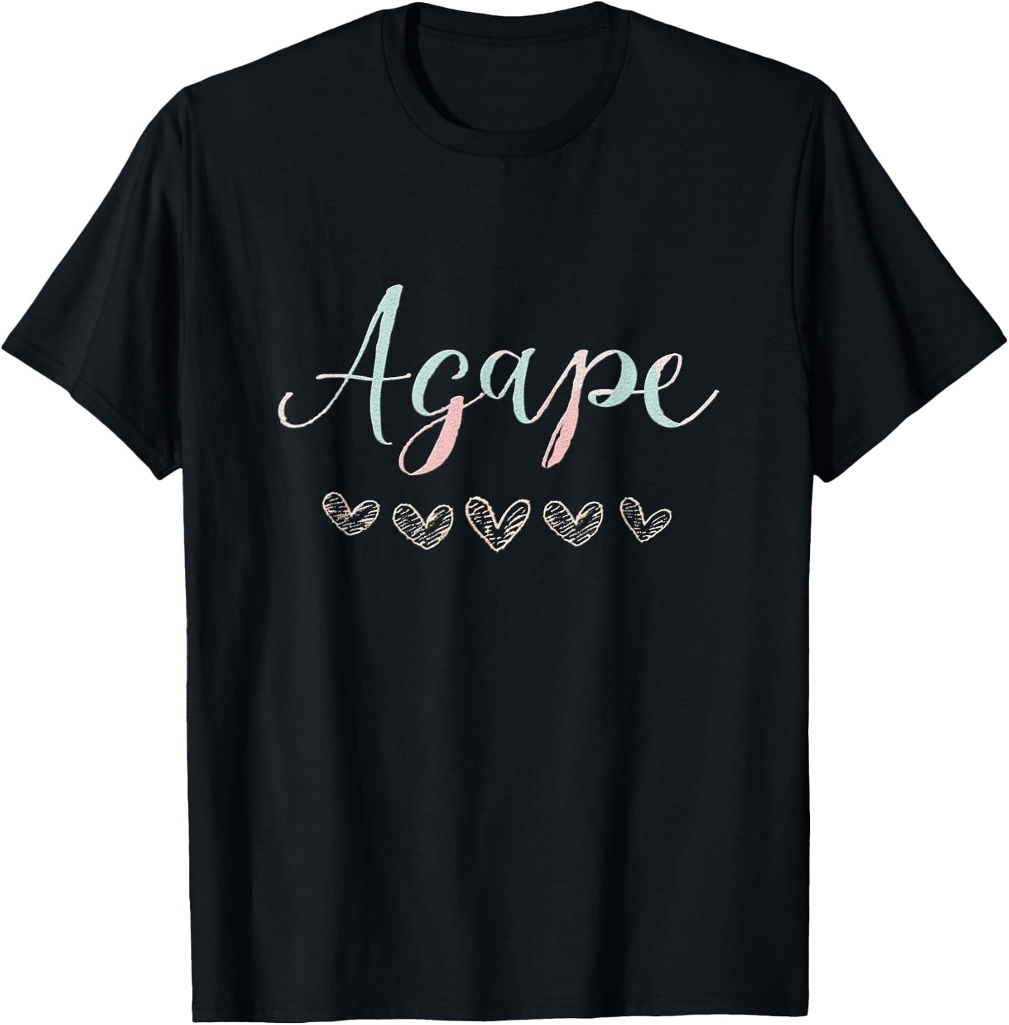 Agape Old Greek Christian Apparel Christian-Themed Black -Adults Small Straight Fit Round Neck Short Sleeve T-Shirt - T-Shirt | Black