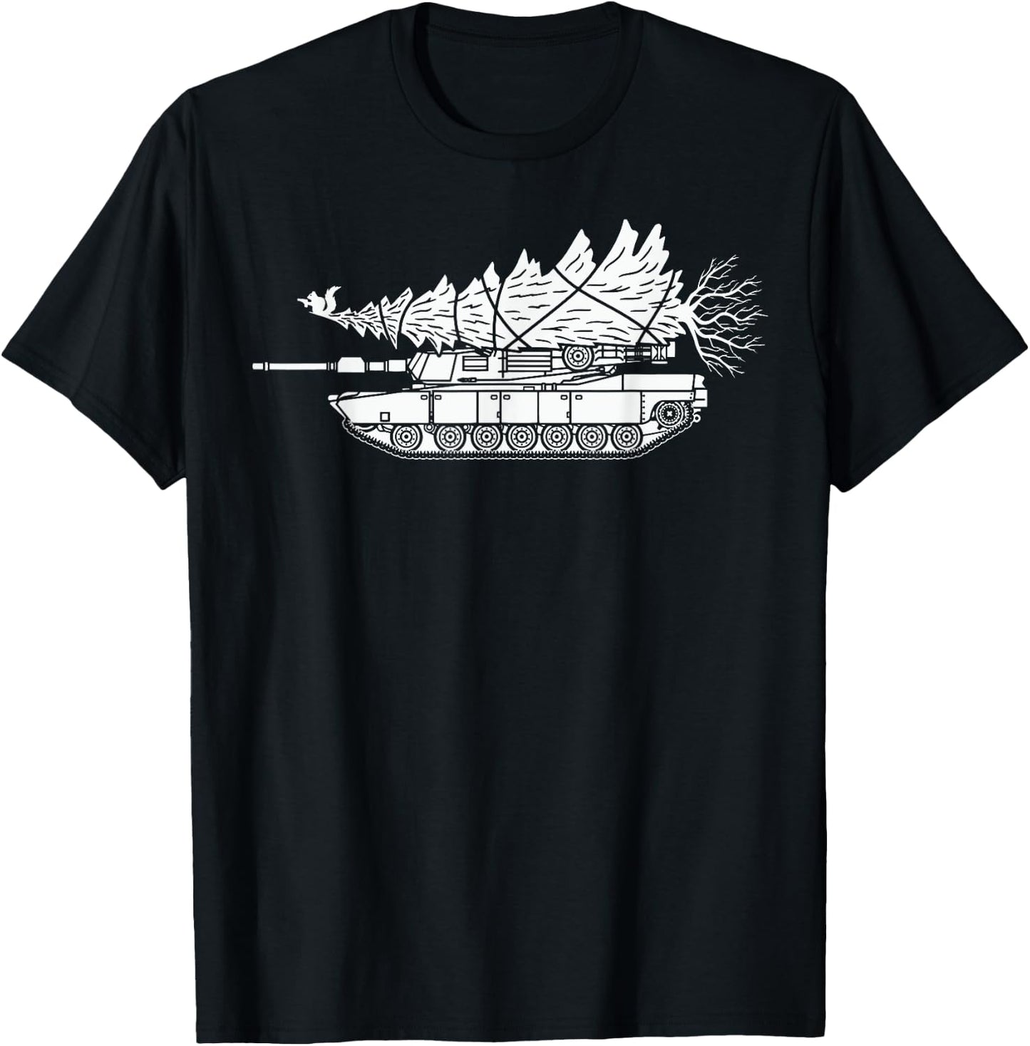 Tank Carrying Christmas Tree T-Shirt - T-Shirt | Black