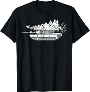 Tank Carrying Christmas Tree T-Shirt - T-Shirt | Black