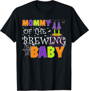 Mommy Of The Brewing Baby Halloween Witch Baby Shower T-Shirt - T-Shirt | Black