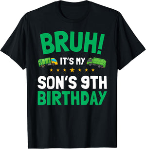 Bruh It's My Son's 9th Birthday Bro Dump Everything Funny T-Shirt - T-Shirt | Black