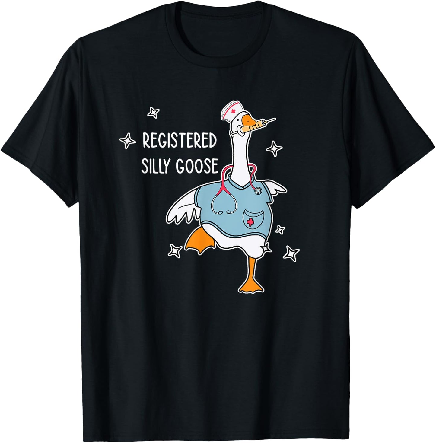 Nurse Registered Silly Goose Nursing School Black X-Small -Adults Short Sleeve T-Shirt - T-Shirt | Black