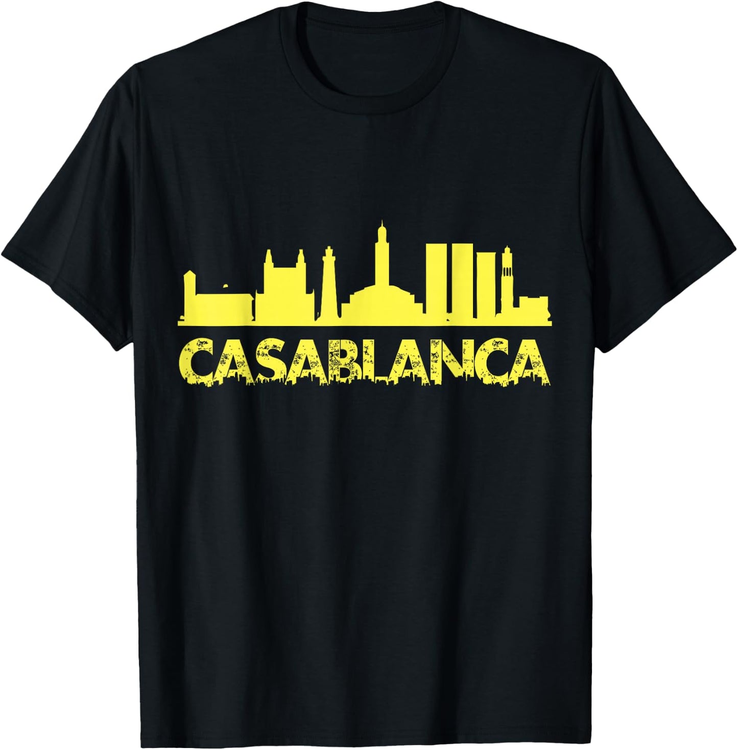 Casablanca Skyline Port City Atlantic Coast Morocco T-Shirt - T-Shirt | Black