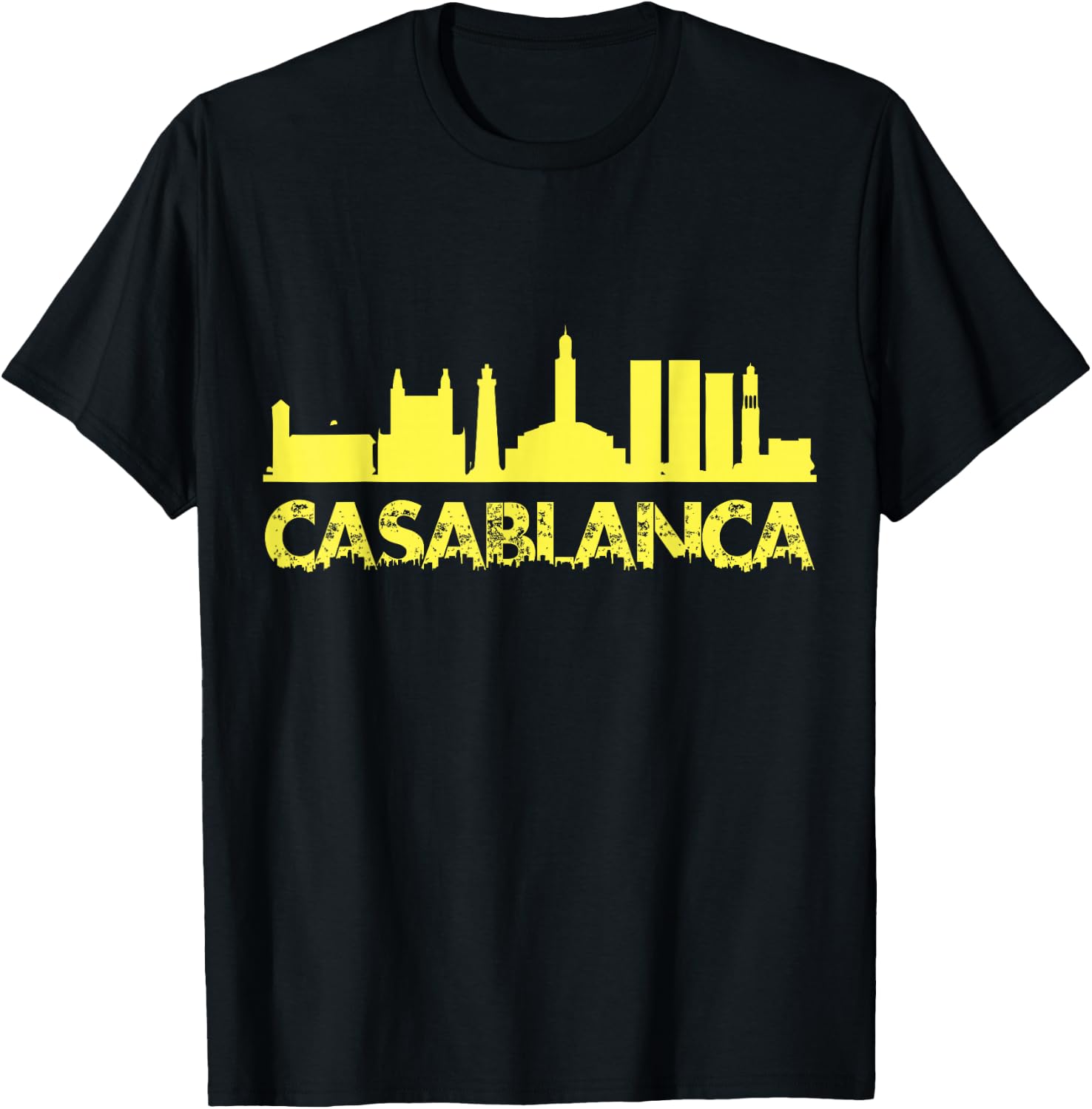 Casablanca Skyline Port City Atlantic Coast Morocco T-Shirt - T-Shirt | Black