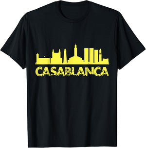 Casablanca Skyline Port City Atlantic Coast Morocco T-Shirt - T-Shirt | Black