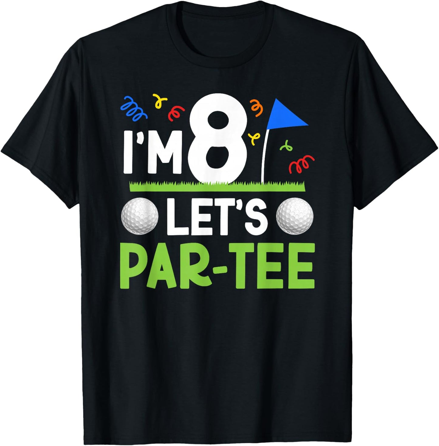 8th Birthday Party Golf Boy Eight Year Old Golfer T-Shirt - T-Shirt | Black