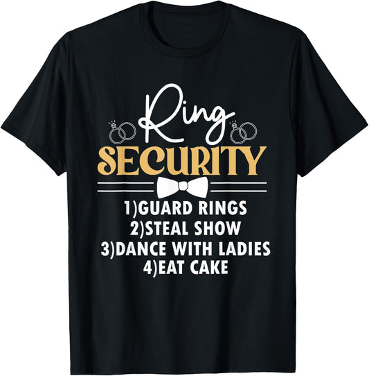 Kids Ring Security Ring Bearer Boys Wedding Party Marriage T-Shirt - T-Shirt | Black