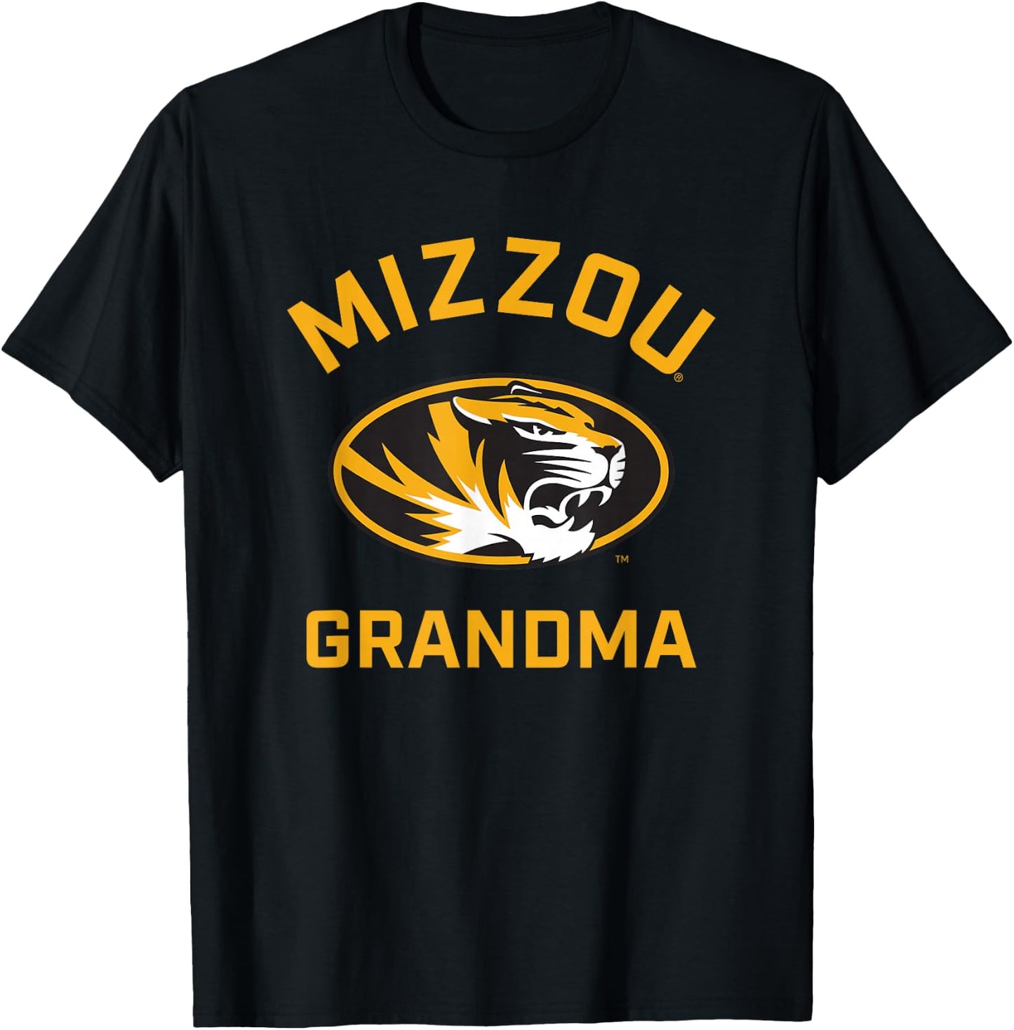 Campus Lab Mizzou Tigers Arched Grandma - Black, -Adults, Short Sleeve, Small T-Shirt - T-Shirt | Black