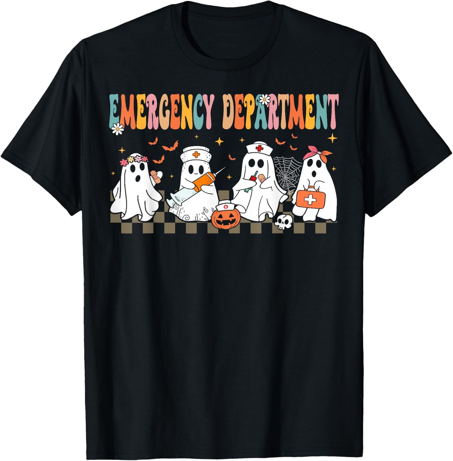 Cute Emergency Department Funny ER Nurse Halloween T-Shirt - T-Shirt | Black