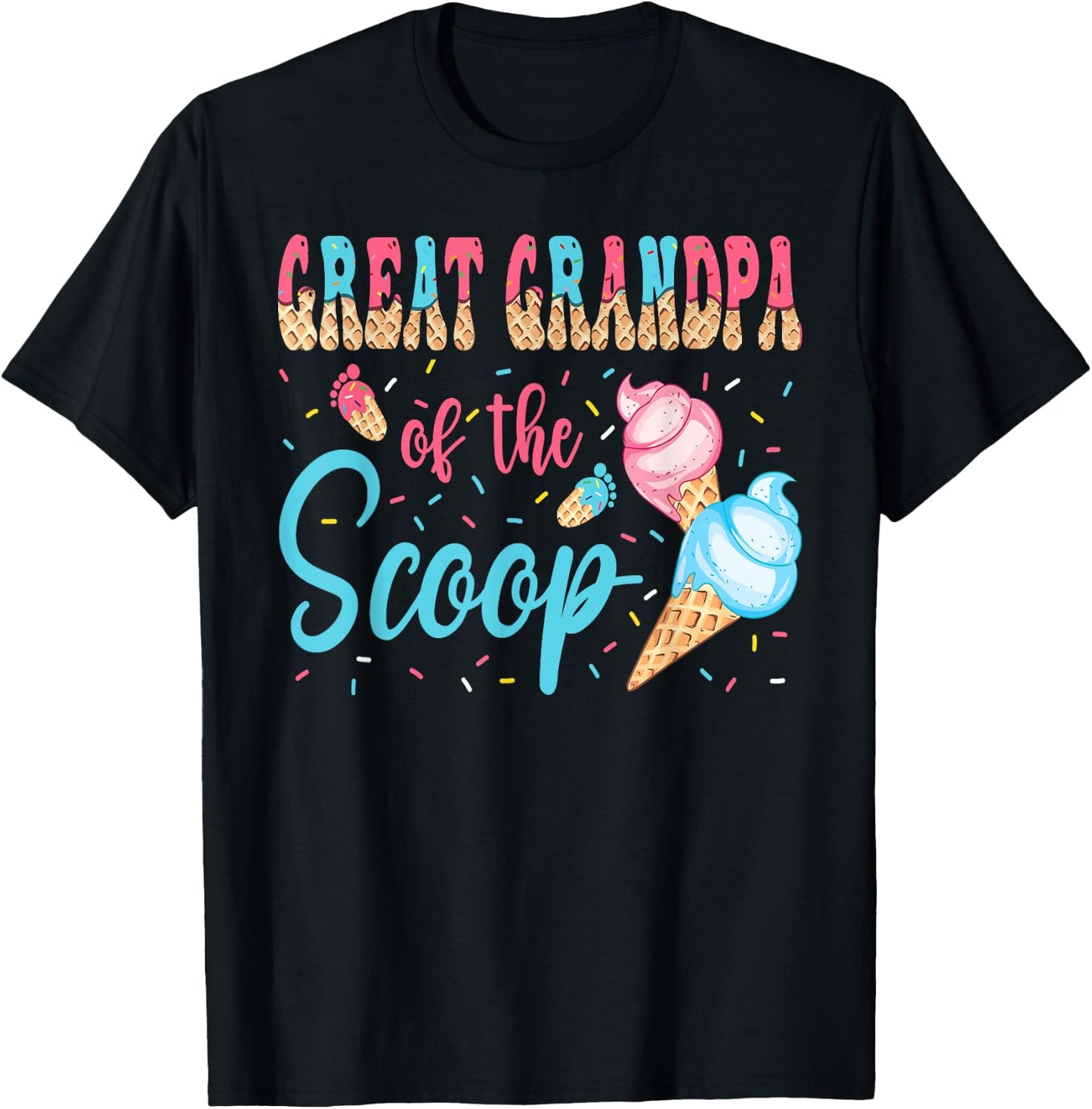 Great Grandpa Of The Scoop Ice Cream Baby Shower T-Shirt - T-Shirt | Black