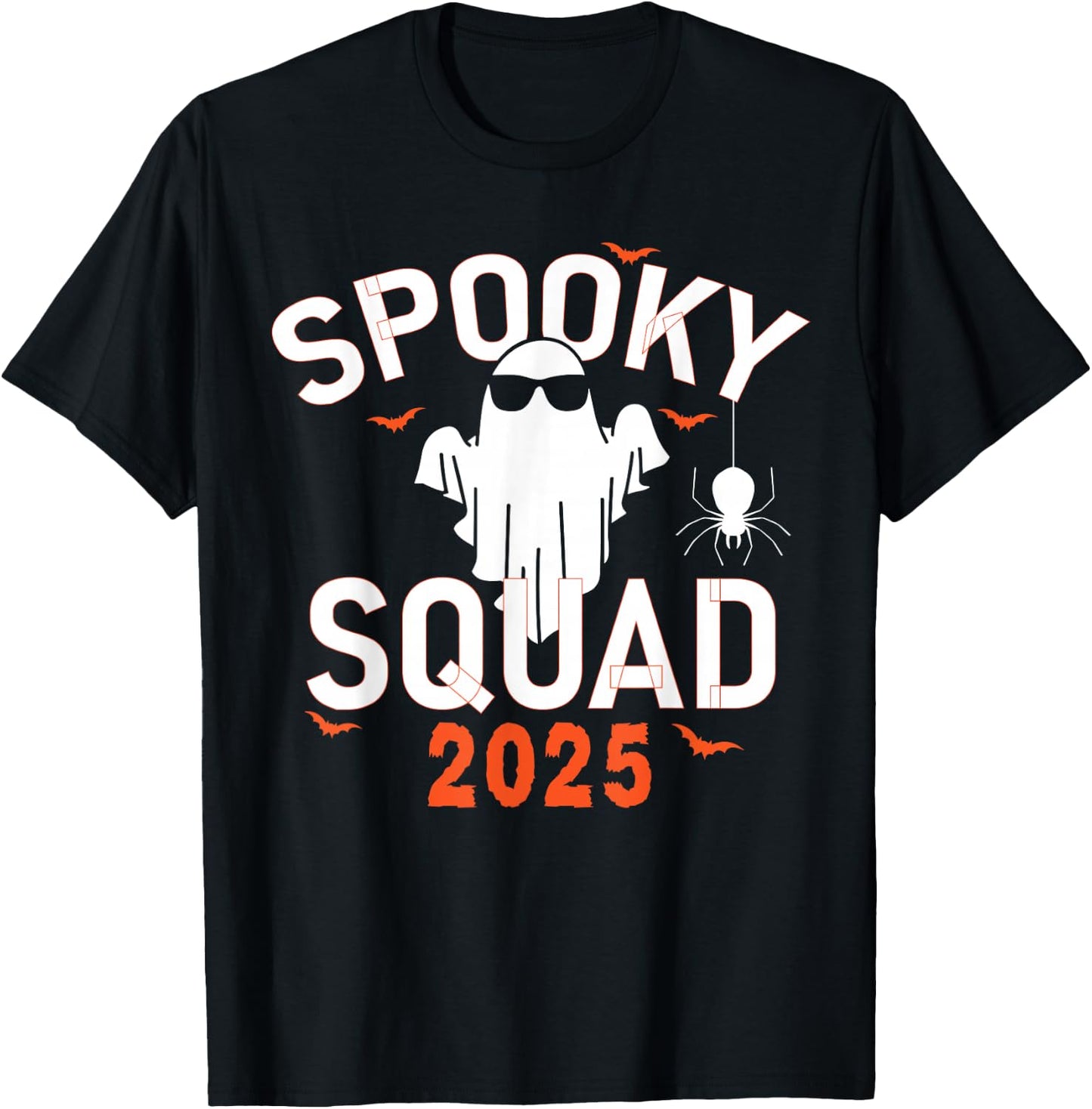 Spooky Squad 2025 Scary Halloween Bat Boo T-Shirt - T-Shirt | Black