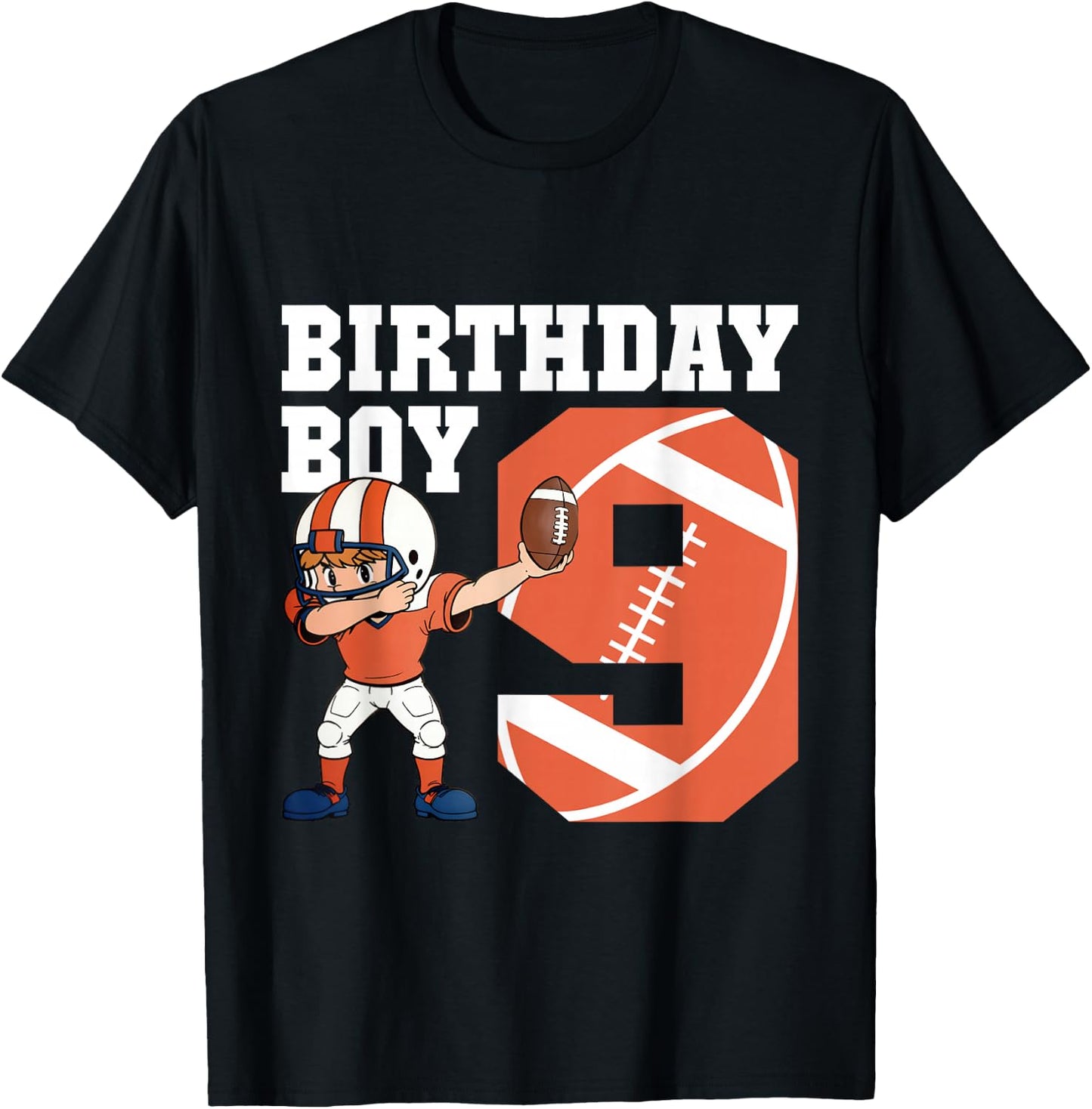 9th Birthday Boy Football Player Dabbing 9 Years Old Kids T-Shirt - T-Shirt | Black
