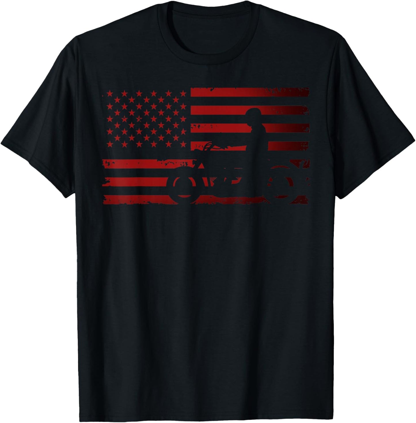 American Flag Motorcycle Biker Chopper T-Shirt - T-Shirt | Black