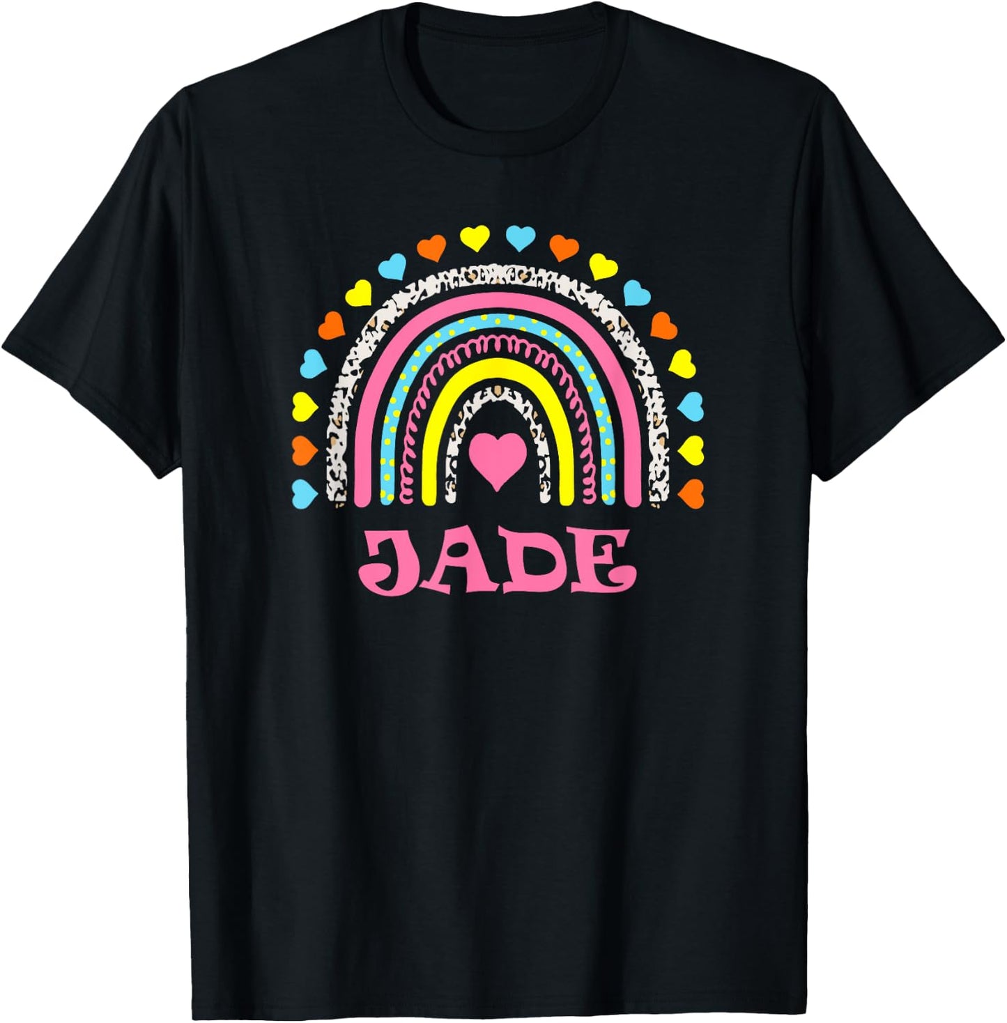 Jade Cute Colorful Rainbow Design for Girls Name Jade T-Shirt - T-Shirt | Black