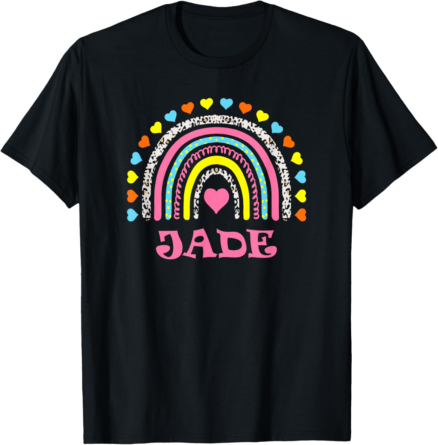 Jade Cute Colorful Rainbow Design for Girls Name Jade T-Shirt - T-Shirt | Black