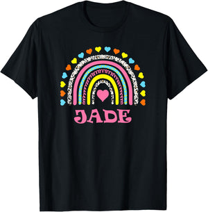 Jade Cute Colorful Rainbow Design for Girls Name Jade T-Shirt - T-Shirt | Black