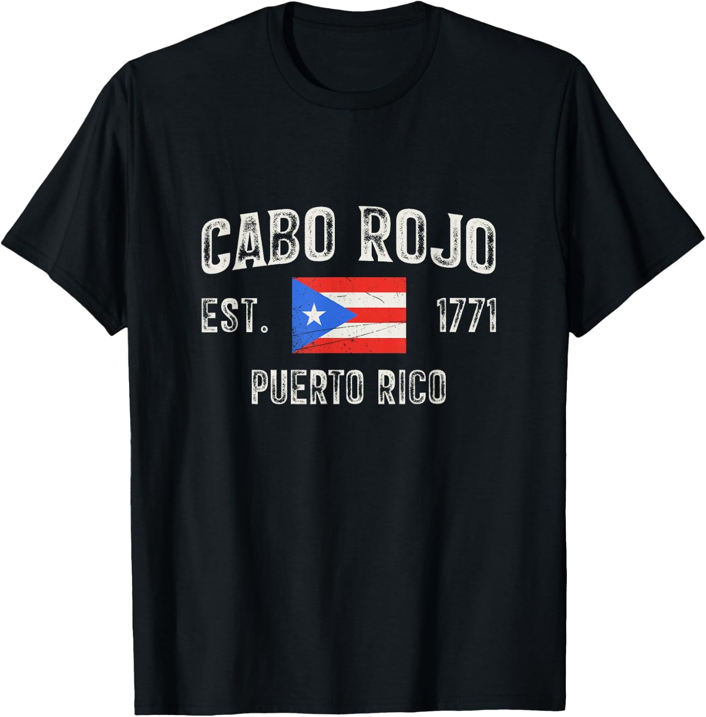 Cabo Rojo Puerto Rico 1771, Puerto Rico Flag T-Shirt - T-Shirt | Black