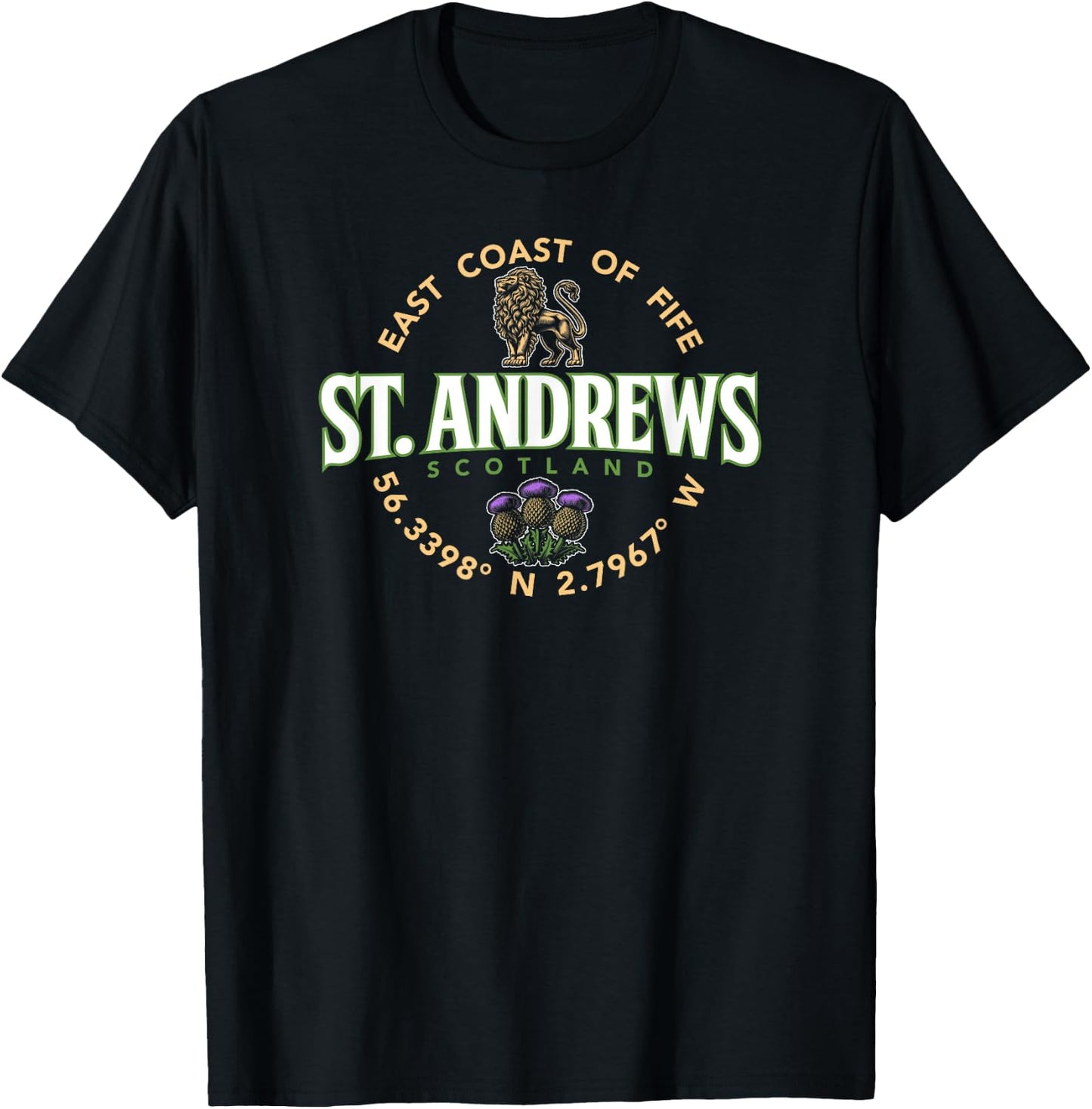 St. Andrews Scotland Coordinates Label T-Shirt - T-Shirt | Black