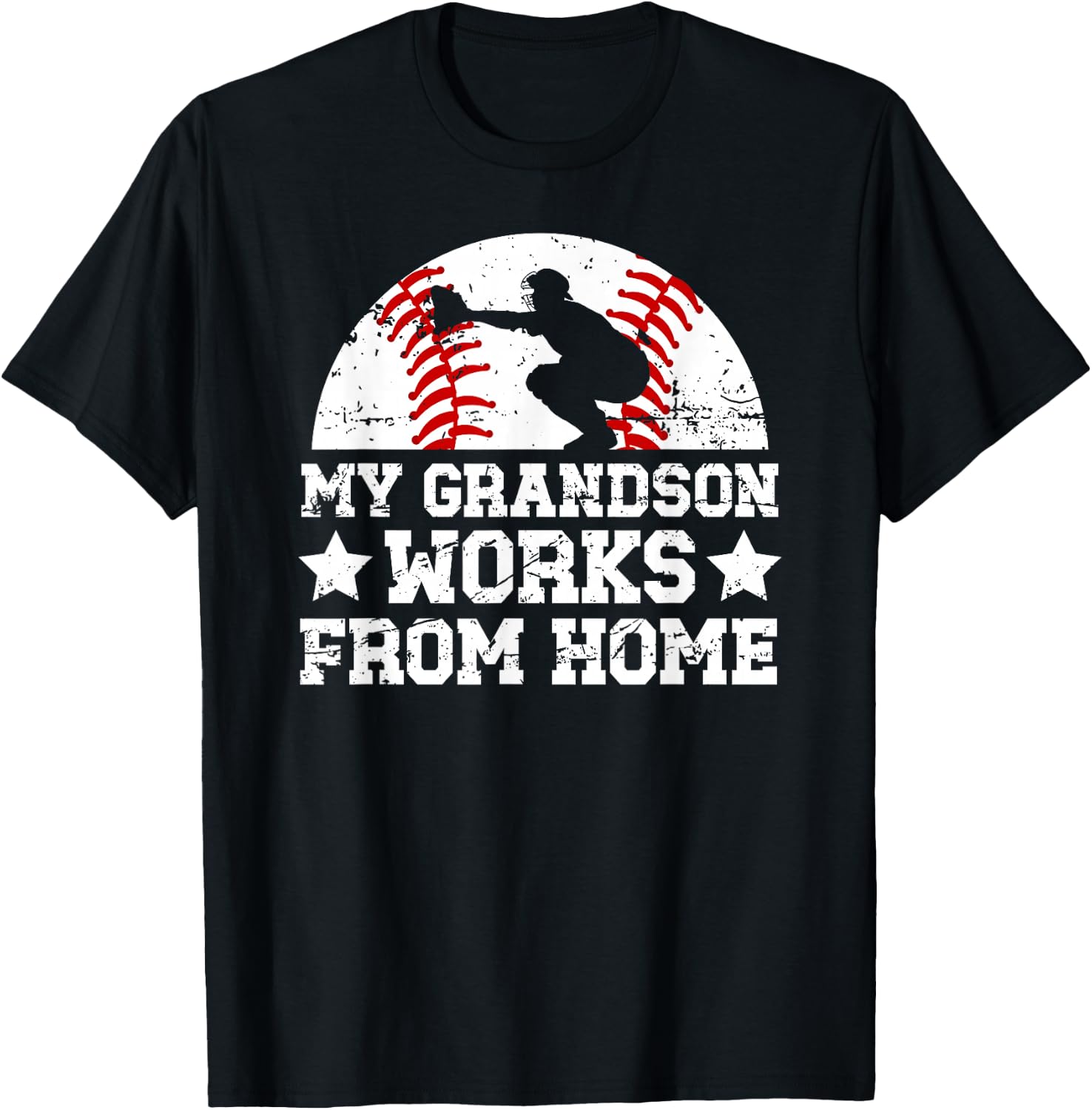 My Grandson Baseball Catcher Grandpa Of A Baseball Catcher T-Shirt - T-Shirt | Black
