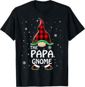 Papa Gnome Buffalo Plaid Matching Family Christmas Pajama T-Shirt - T-Shirt | Black