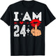 I Am 24 Plus 1 Middle Finger 25th Birthday Adult Humor Bday T-Shirt - T-Shirt | Black