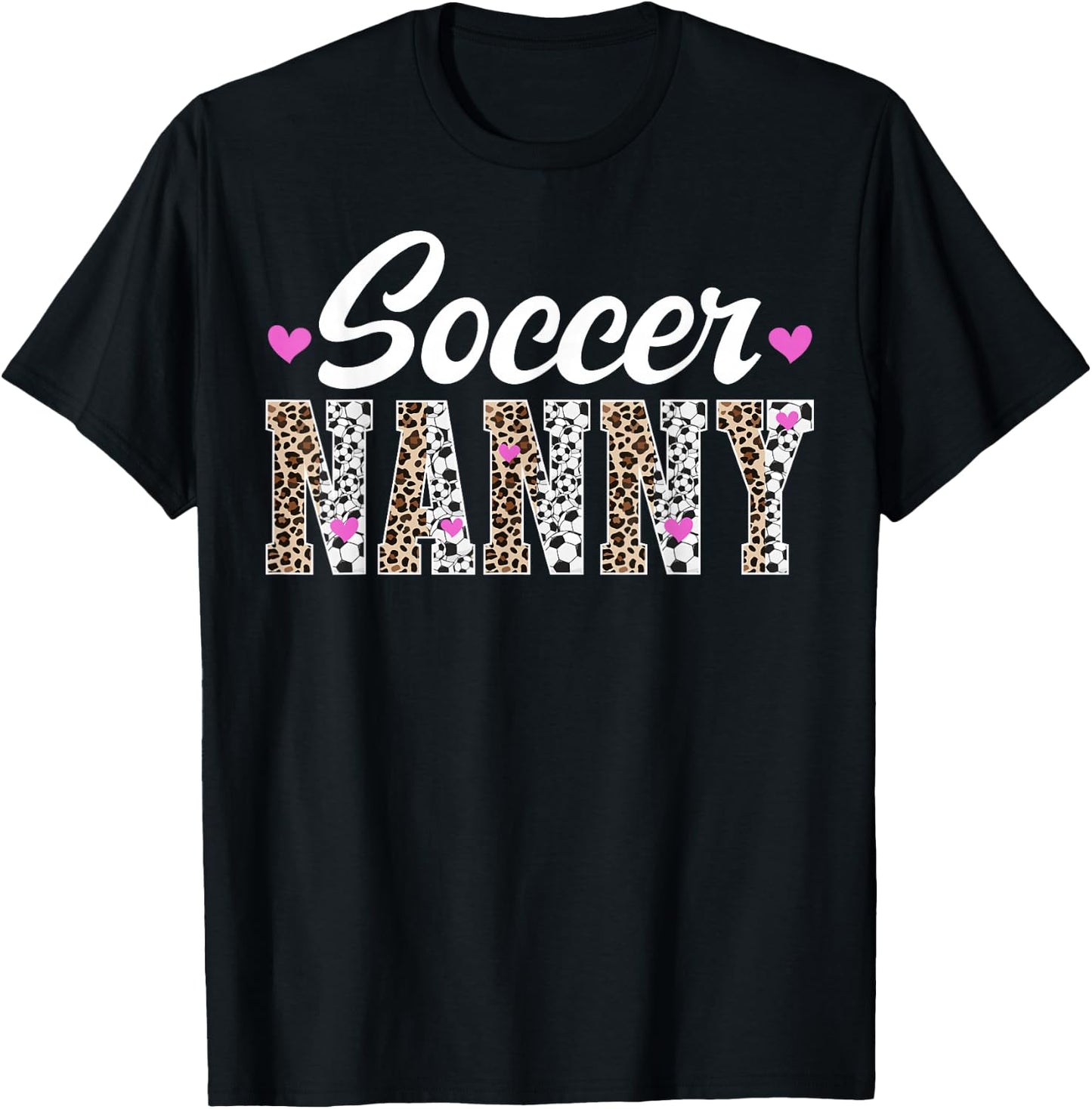 Soccer Nanny Of A Soccer Player Nanny Grandma Leopard T-Shirt - T-Shirt | Black