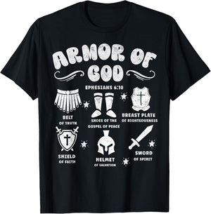 Ephesians 6:10 Armor of God Jesus Christian Bible Verses T-Shirt - T-Shirt | Black