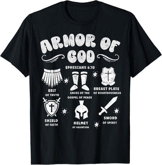 Ephesians 6:10 Armor of God Jesus Christian Bible Verses T-Shirt - T-Shirt | Black