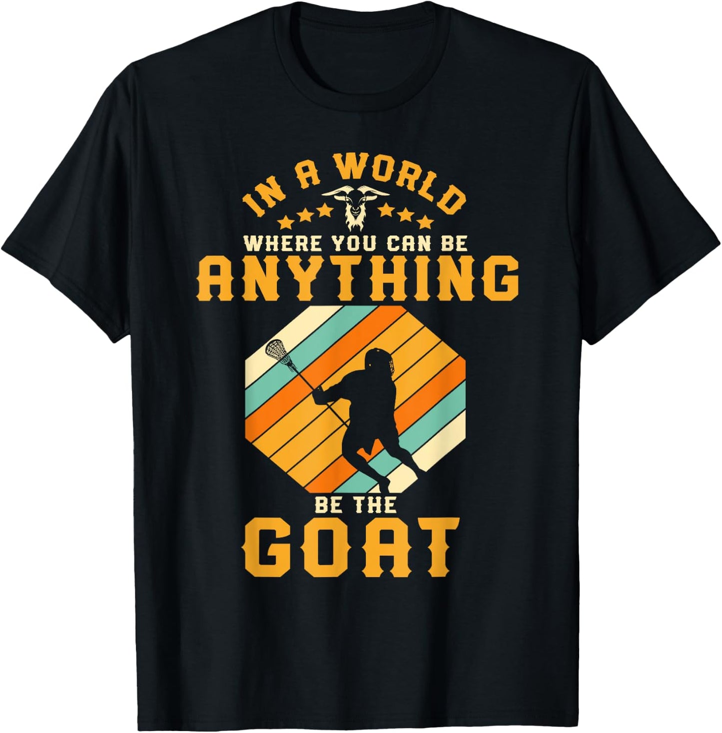 Vintage Lacrosse Retro Lax Rat Gift Lacrosse Player T-Shirt - T-Shirt | Black