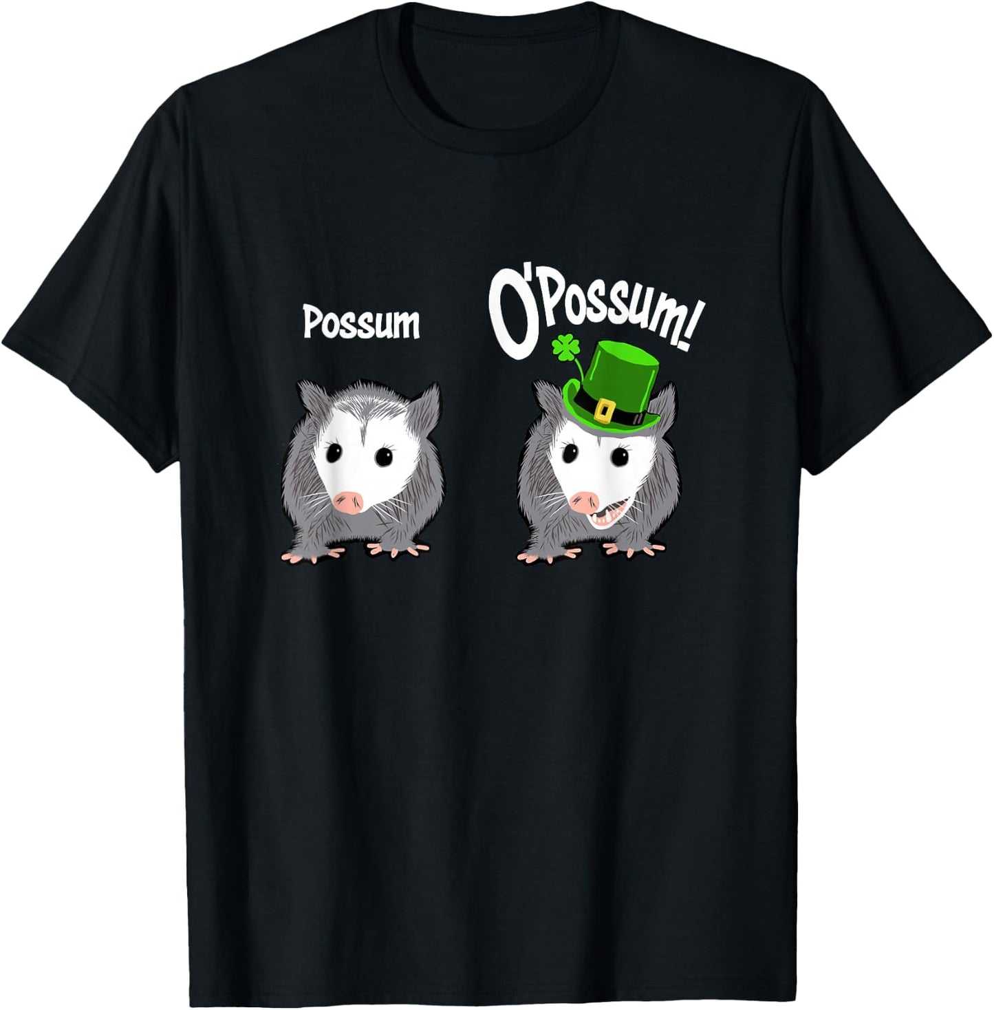 Possum O’Possum Funny Marsupial Saint Patrick’s Day Pun T-Shirt - T-Shirt | Black