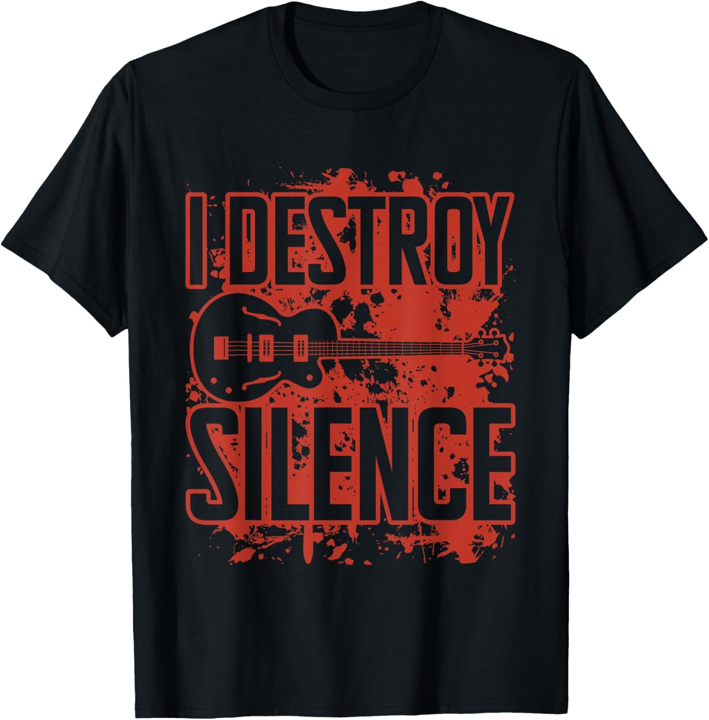 I Destroy Silence Bass Player Funny Guitar Music Enthusiasts T-Shirt - T-Shirt | Black