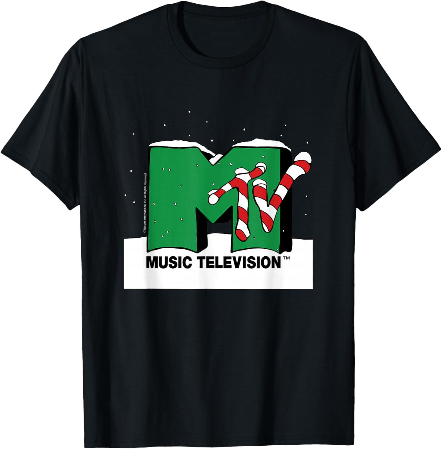 MTV - MTV Snowy Christmas Logo T-Shirt - T-Shirt | Black