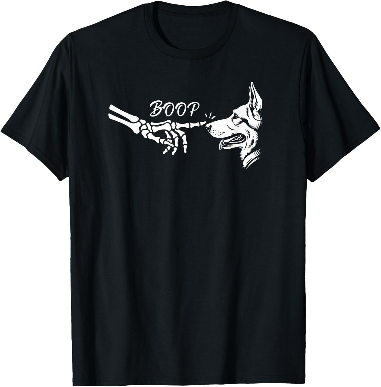 German Shepherd Skeleton Hand Boop Halloween Pet Women Girls T-Shirt - T-Shirt | Black