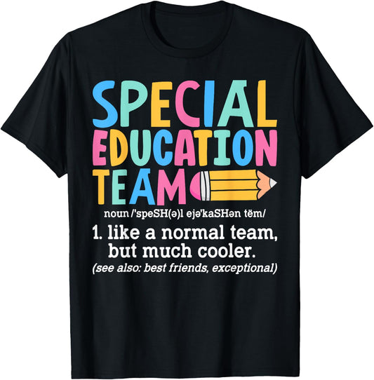 Special Education Team Definition Retro Ed Team Crew Teacher T-Shirt - T-Shirt | Black
