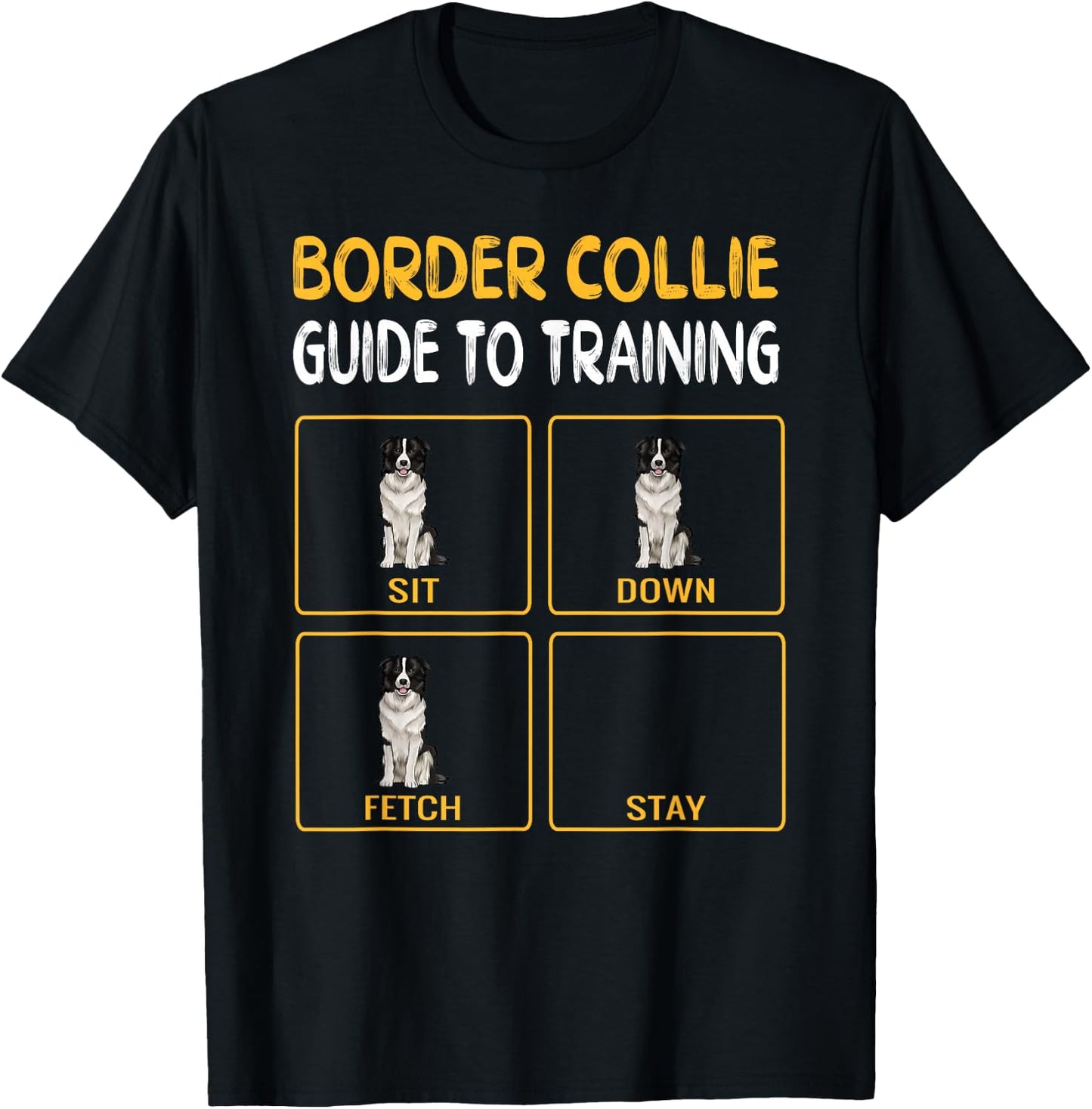 Funny Border Collie Guide to Training Dog Obedience Trainer T-Shirt - T-Shirt | Black