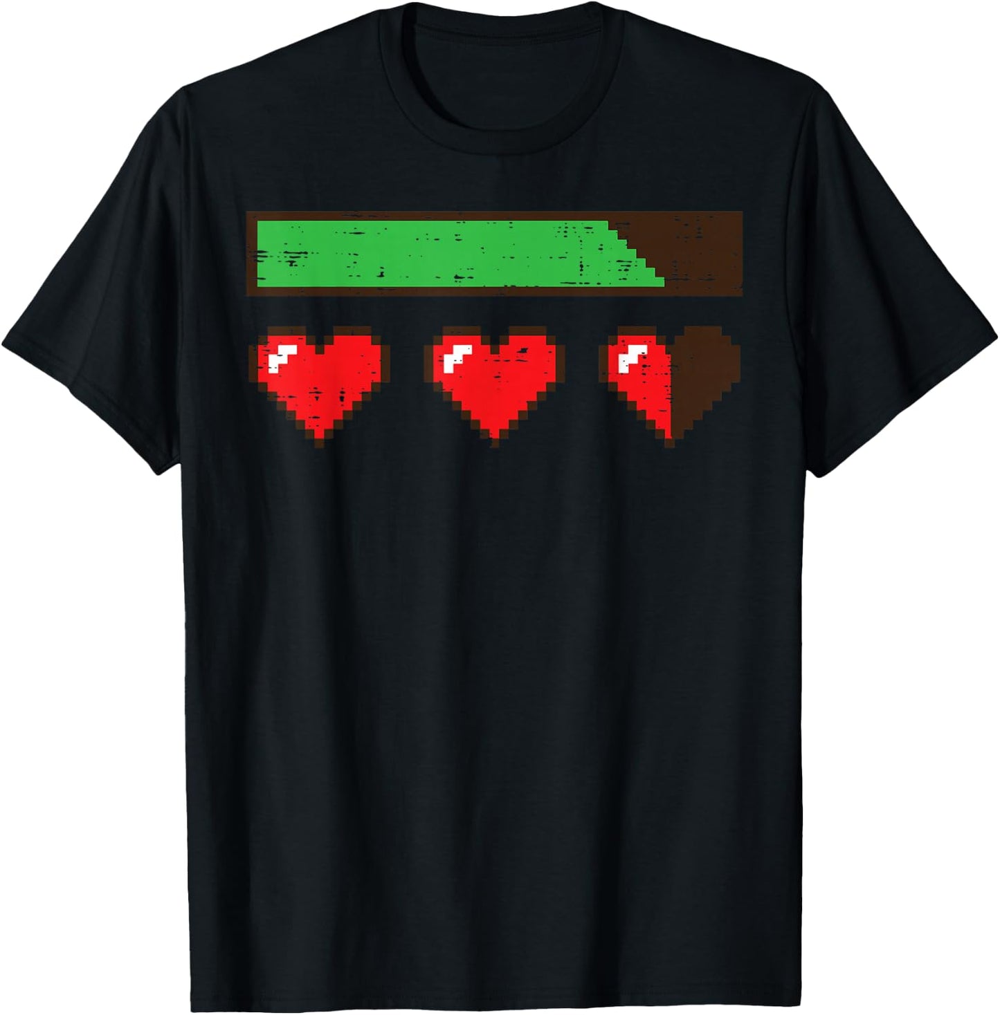 Valentines Day Gamer HP Pixel Hearts Lives Men Boys Kids T-Shirt - T-Shirt | Black