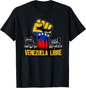 2025 Venezuela Libre Bandera de Venezuela Venezolano T-Shirt - T-Shirt | Black
