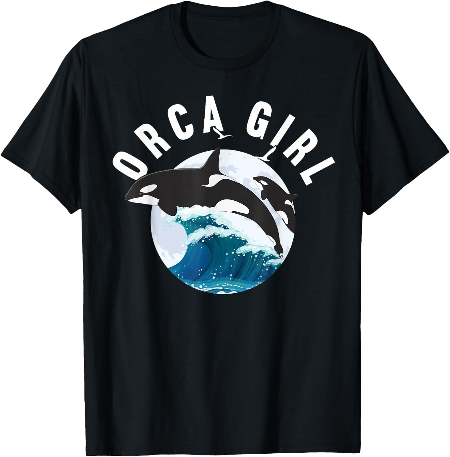 Orca Girl Wild Whale Family Sea Animal Wildlife Boys & Girls T-Shirt - T-Shirt | Black