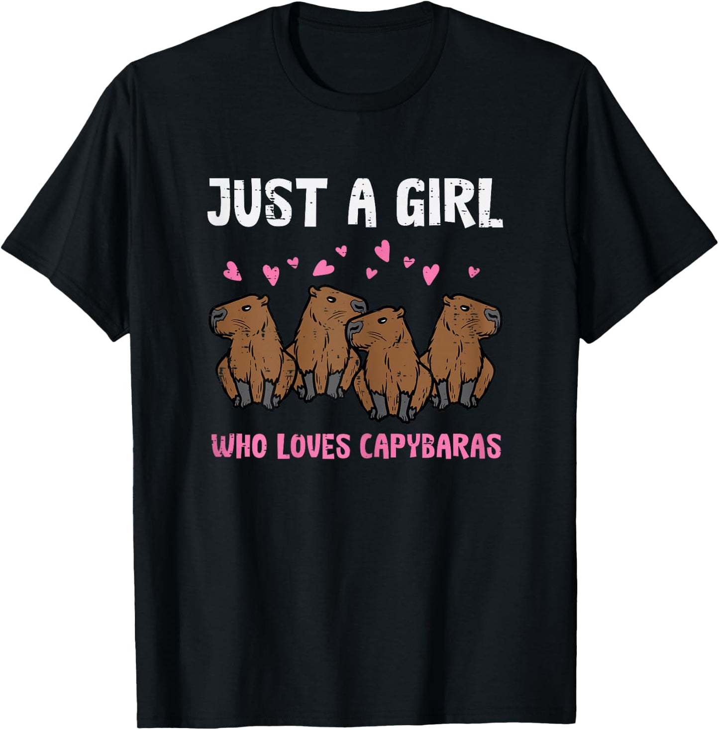Just Girl Who Loves Capybaras Capy Girls Kids Youth Women T-Shirt - T-Shirt | Black