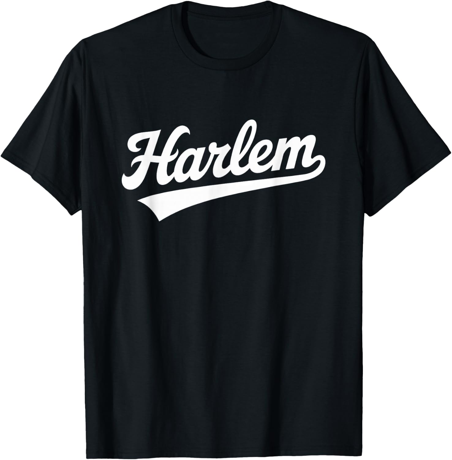 Harlem New York City Classic Script Font Design T-Shirt - T-Shirt | Black