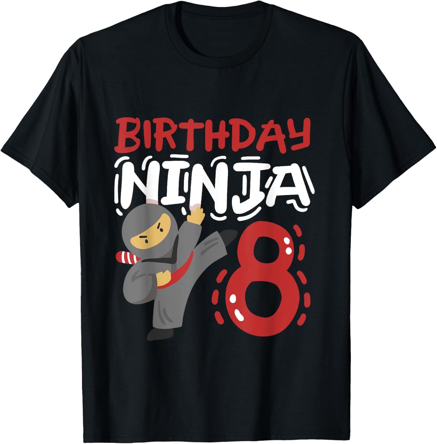 Birthday Ninja 8 Years Old Karate Kids 8th Birthday Boys T-Shirt - T-Shirt | Black