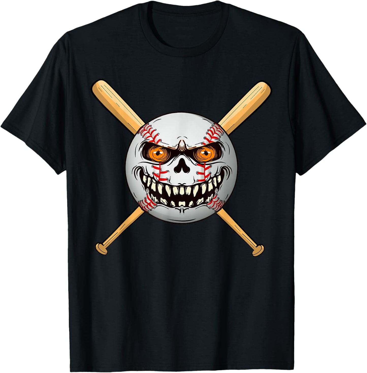 Spooky Baseball bats player Halloween Pumpkin Costume T-Shirt - T-Shirt | Black