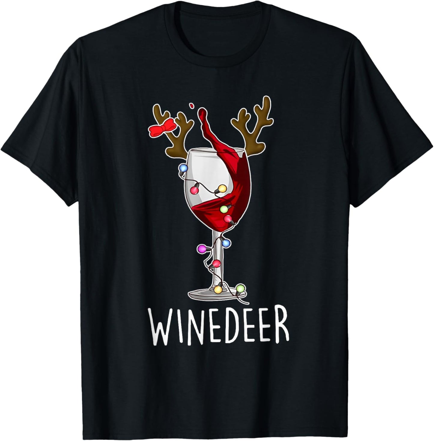 Reinbeer Winedeer Beer Wine Reindeer Christmas Xmas Couples T-Shirt - T-Shirt | Black