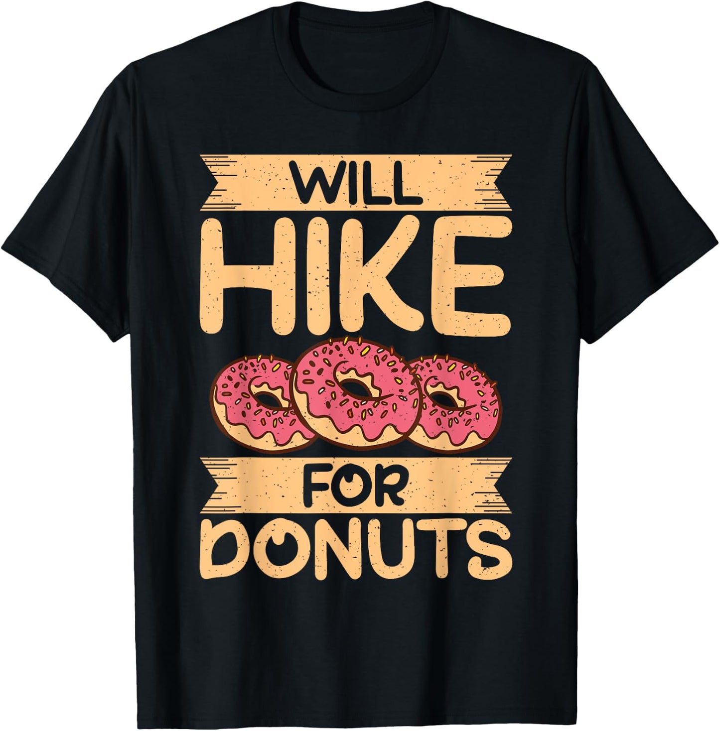 Will Hike for Donuts Lover Hiking T-Shirt - T-Shirt | Black