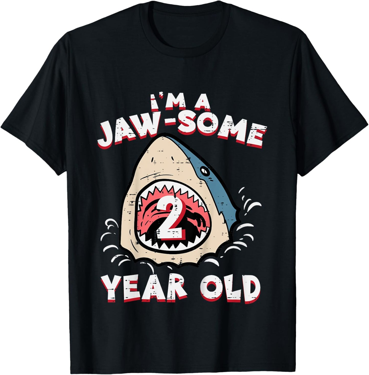 Im Jaw Some 2 Year Old Shark 2nd Birthday Boys Girls Kids T-Shirt - T-Shirt | Black