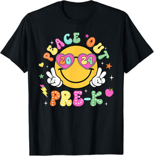 Peace Out Pre-K Cute Groovy Last Day of Pre-K T-Shirt - T-Shirt | Black