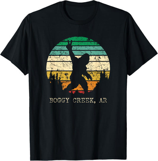 Boggy Creek AR USA Sasquatch Peace Sign Bigfoot Design T-Shirt - T-Shirt | Black