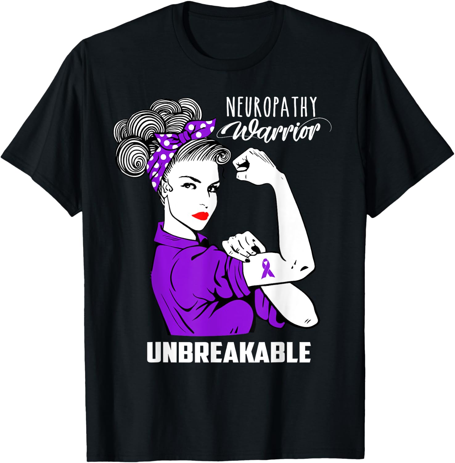 Neuropathy Warrior Unbreakable Shirt Awareness Gift T-Shirt - T-Shirt | Black